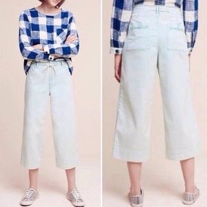 Anthropologie Light Blue Chino Crop Wide Leg Pants